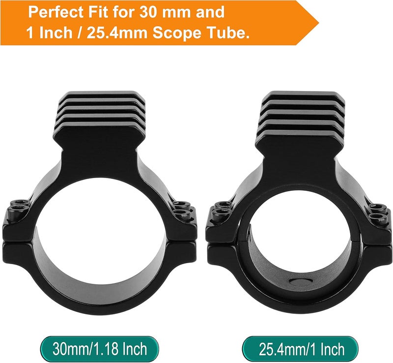 FENTUK 1"/25.4mm & 30mm Rifle Scope Ring Adaptor with Rail - Tactical Light Barrel Clamp Mounts for Scope Flashlight Laser Sight Optics - with 4 Slot 21mm Picatinny Rail on Top - Image 5